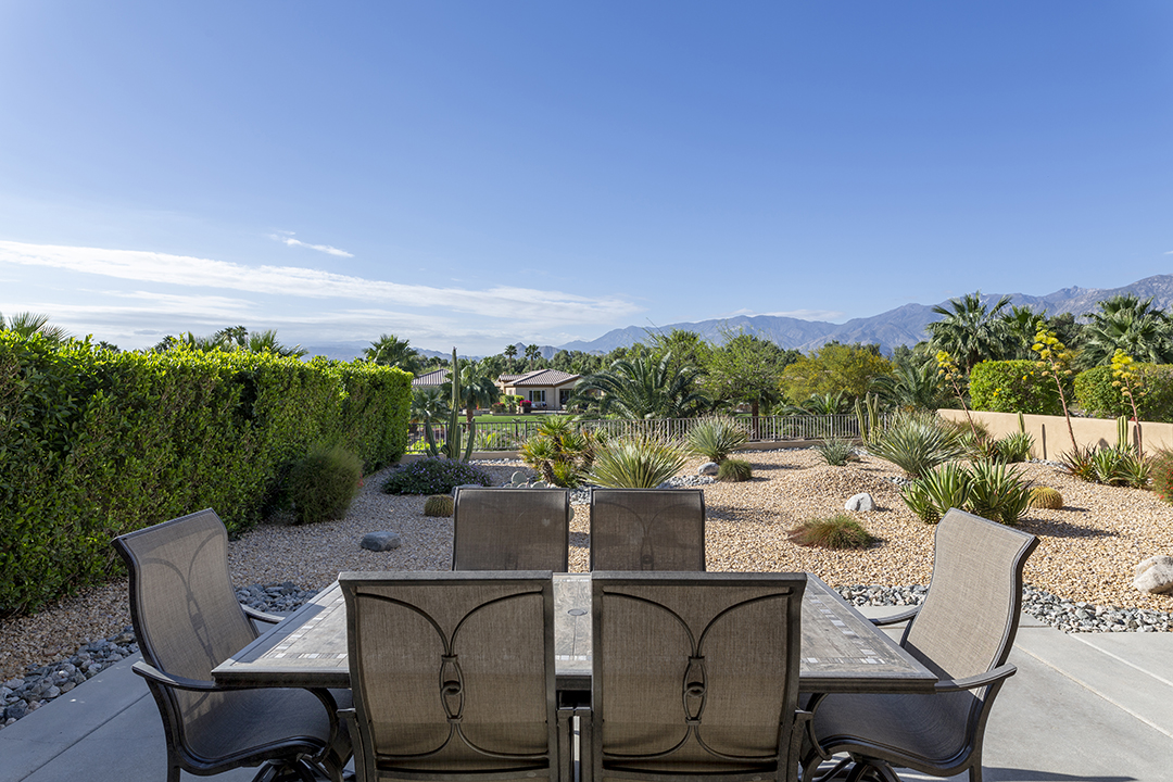 67413 Lakota Court is a newer stand-alone, 3-BD 3-BA house is on fee land in Desert Princes and has stunning mountain views, a contemporary elegance, and access to terrific community amenities. Link here to 3D matterport tour, tour video, floor plans, and photo gallery.