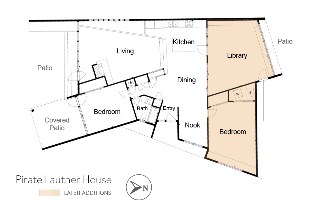 Floor plan of the Pirate Lautner House, Snow Creek, Whitewater CA